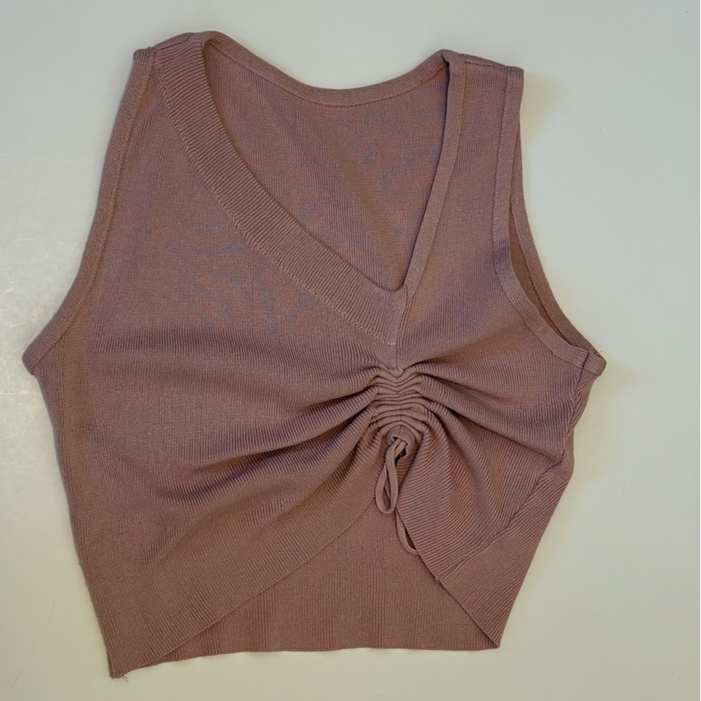 Ruched Mauve Sleeveless Top